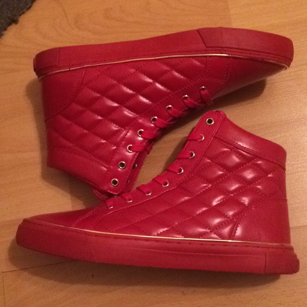 G by Guess red leather high-top Unisex shoes